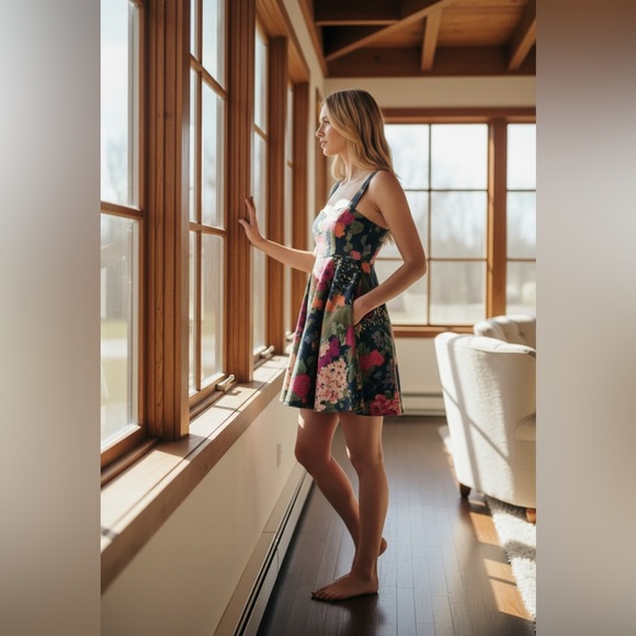 Sézane Salie Floral Print Fit & Flare Sundress in Navy Multicolor Size Us 8 - Picture 5 of 16